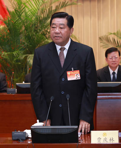 10月20日，政協(xié)十一屆全國委員會常務(wù)委員會第十五次會議在北京開幕。 這是中共中央政治局常委、全國政協(xié)主席賈慶林主持開幕會。新華社記者 龐興雷 攝