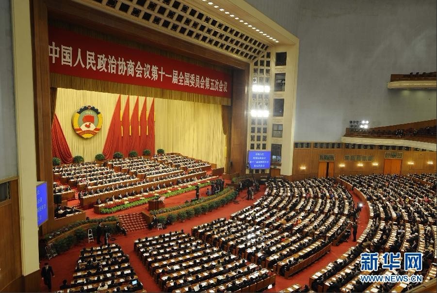 3月9日，全國(guó)政協(xié)十一屆五次會(huì)議在北京人民大會(huì)堂舉行第二次全體會(huì)議。 新華社記者 燕雁 攝
