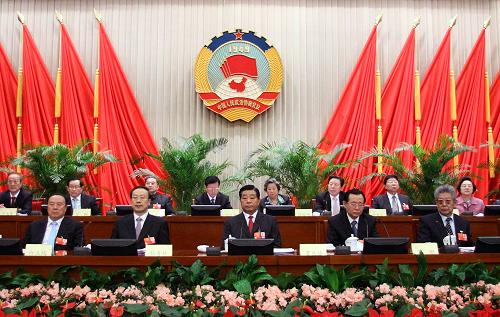 3月12日，政協(xié)第十一屆全國委員會常務委員會第十七次會議在北京舉行。中共中央政治局常委、全國政協(xié)主席賈慶林主持會議。新華社記者 蘭紅光 攝