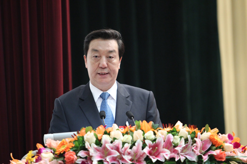 中共中央辦公廳副主任張建平講話。 程煒 攝