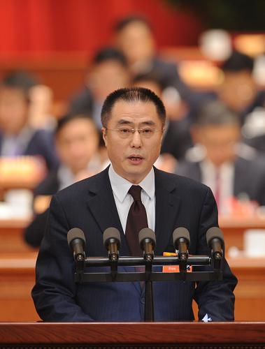3月8日，全國(guó)政協(xié)十二屆一次會(huì)議在北京人民大會(huì)堂舉行第三次全體會(huì)議。這是薄紹曄委員作《讓殘疾人和全國(guó)人民一起實(shí)現(xiàn)小康》的發(fā)言。新華社記者 張鐸 攝