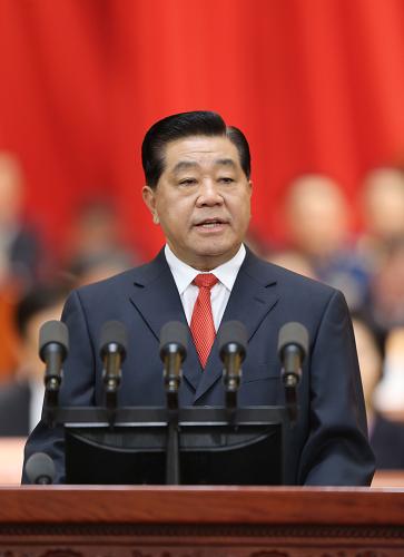 3月3日，中國(guó)人民政治協(xié)商會(huì)議第十二屆全國(guó)委員會(huì)第一次會(huì)議在北京人民大會(huì)堂開幕。賈慶林代表政協(xié)第十一屆全國(guó)委員會(huì)常務(wù)委員會(huì)，向大會(huì)作工作報(bào)告。 新華社記者 姚大偉 攝